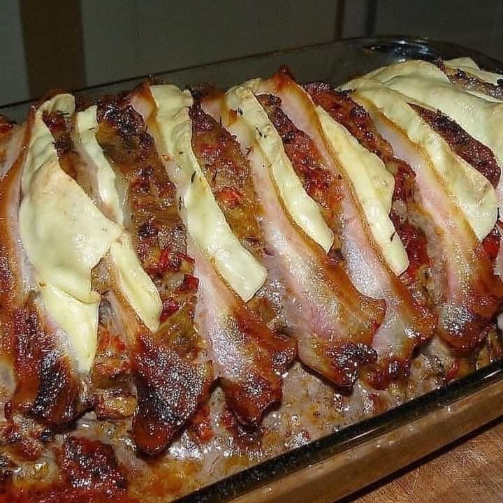 lombo de porco recheado com queijo e bacon