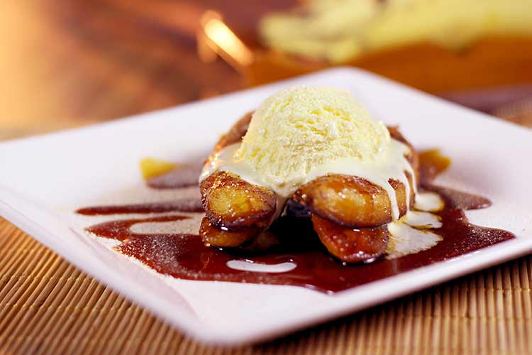 receita de banana caramelizada com sorvete