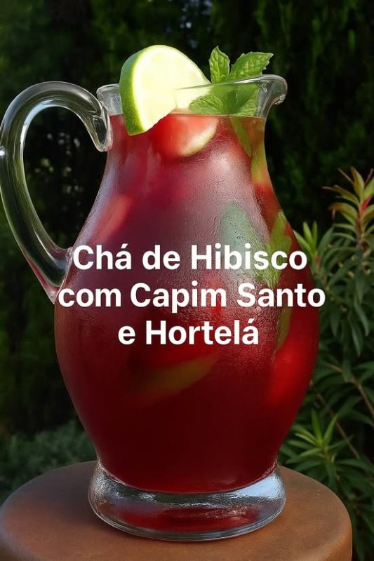 receita de chá de hibisco com capim santo e hortelã